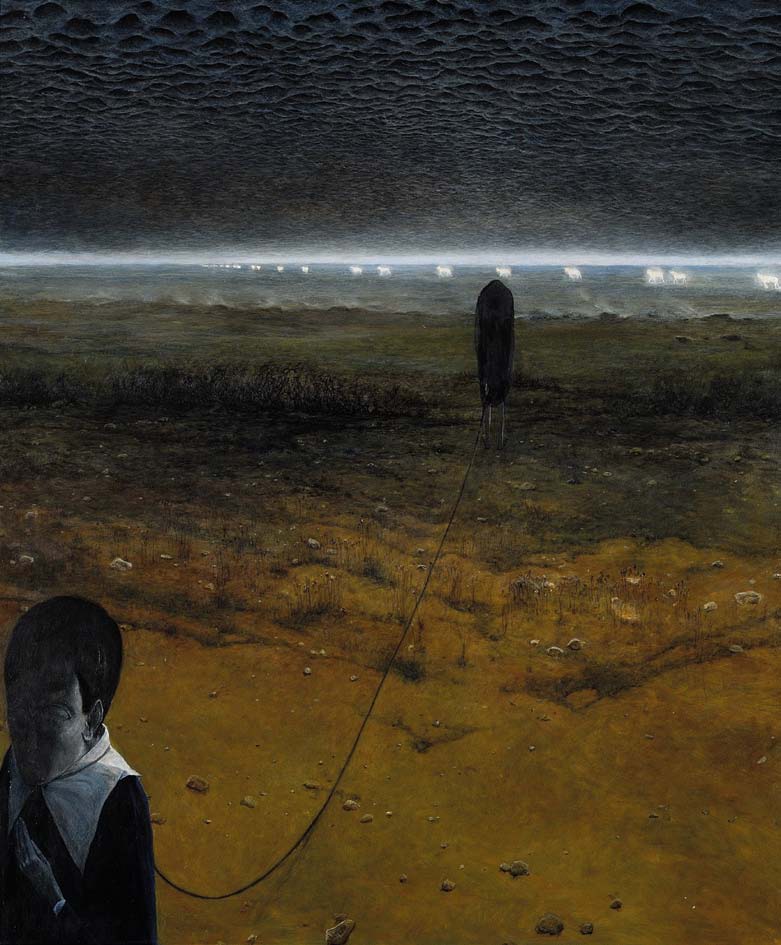 Zdzisław Beksiński – ur. 1929 roku w Sanoku zmarł w 2005 w Warszawie. Polski artysta posługujący się różnymi mediami – rzeźbą, malarstwem, rysunkiem, fotografią, a także grafiką komputerową; inżynier architekt. Znany przede wszystkim z przedstawień odrealnionych i mrocznych „obrazów podświadomości” będących reprezentacją jego doświadczeń i zmagań.