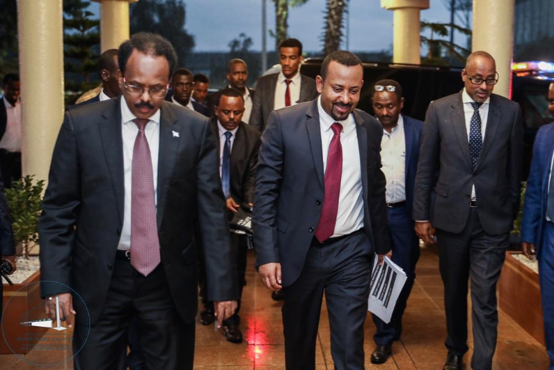 Ethiopian Prime Minister Abiy Ahmed and his Somali counterpart Mohammed Farmajo