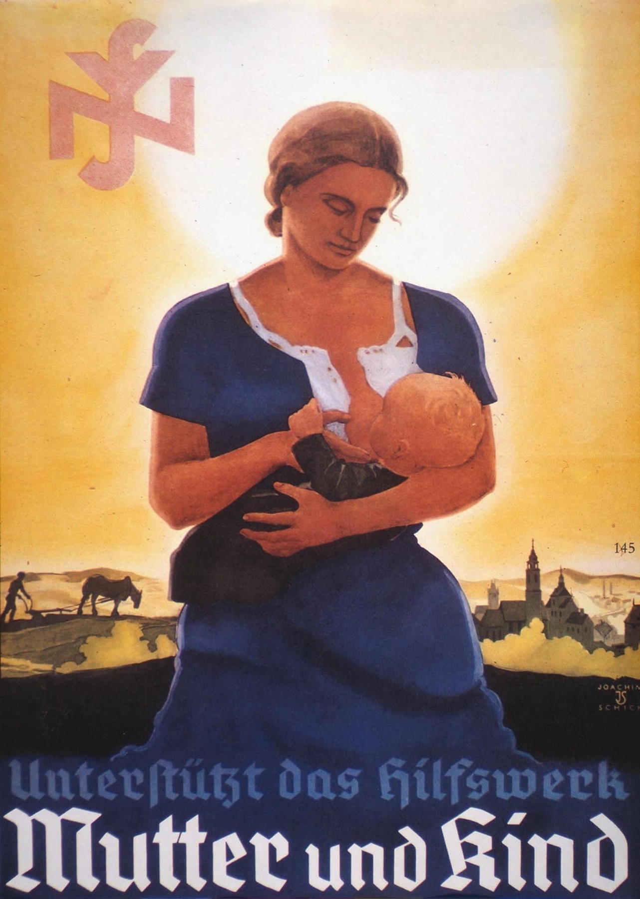 Plakat „Wspieramy zasiłek dla matki i dziecka” projektu Joachima Schicha