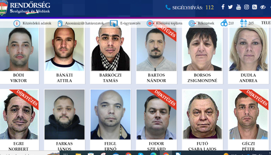 "Bal füle felül elálló" és a "szegletes állú" - Csalók, rablók, dílerek, némelyikük nagyon veszélyes is - Itt a mostani rendőrségi TOP 50