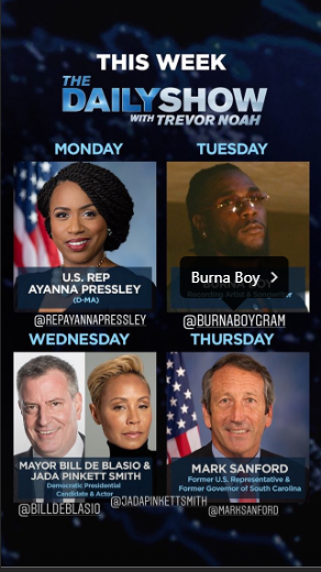 The Daily Show guests for Tuesday, August 13, 2019. (Instagram/TheDailyShow)