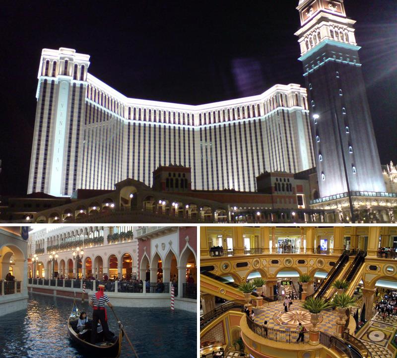 5. The Venetian Macao. Hotel położony jest w byłej kolonii portugalskiej, a obecnie hazardowej stolicy Chin – Makao. Na 40 piętrach znajduje się 2905 pokoi, sala zdolna pomieścić 15 tys. gości, wewnętrzne kanały na wzór weneckich, restauracje, kluby i kas