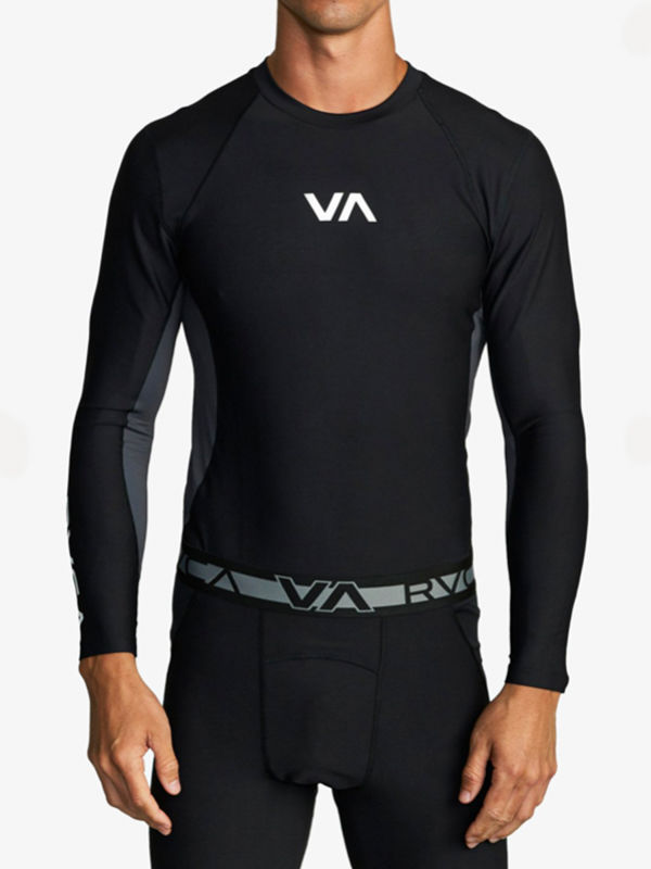 Bluzki dla chłopców - RVCA COMPRESSION black koszulka męska z długim rękawem - XL - grafika 1