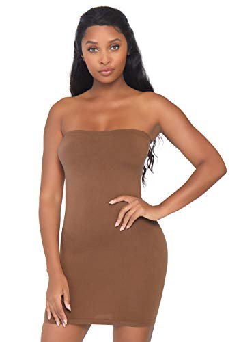 Sukienki - Leg Avenue Bezszwowa sukienka w kształcie bodycon, brązowa, S/M - grafika 1