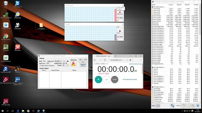 Taktowanie procesora bez obciążenia – 3491 MHz