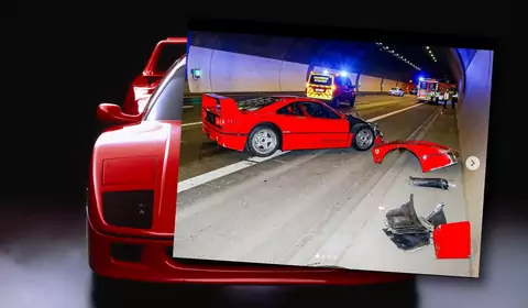 Ferrari F40 miało trafić na sprzedaż, ale zostało rozbite w tunelu