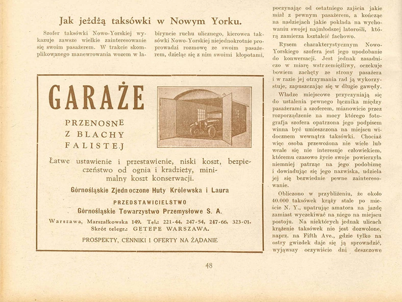 Taksówki w Nowym Jorku w 1930 roku