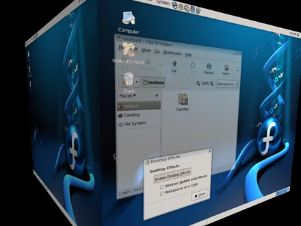 Fot. 3 Compiz Fusion – efektowny pulpit 3D