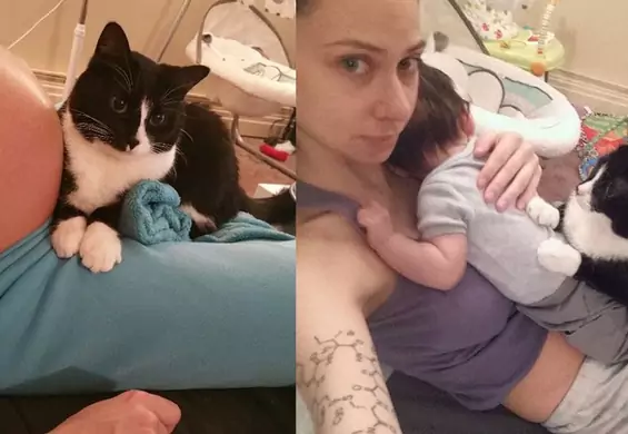 Kot przez całą ciążę przytulał się do jej brzucha. Od razu został najlepszym kumplem jej syna