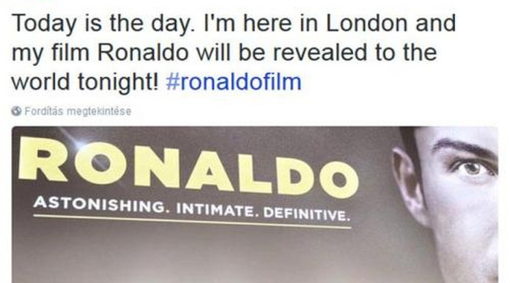 Mától a mozikban Cristiano Ronaldo filmje! – Fotó!