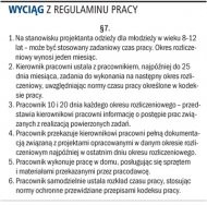 Wyciąg z regulaminu pracy