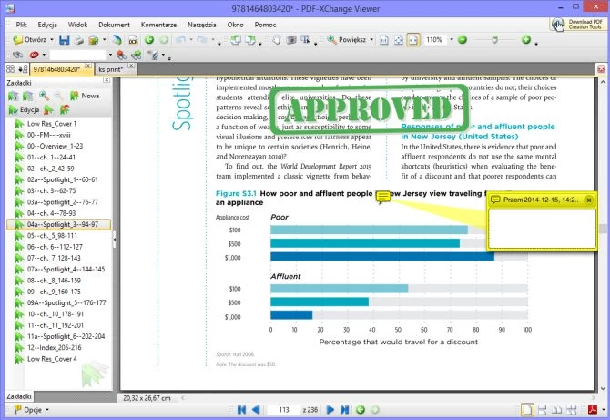 W programie PDF-XChange Viewer nie zabrakło również narzędzi do wstawiania komentarzy, czy znaczników bezpośrednio na dokumencie