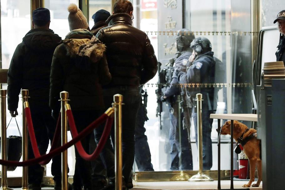 Security at Trump Tower in the lead up to the inauguration of US President-elect Donald Trump