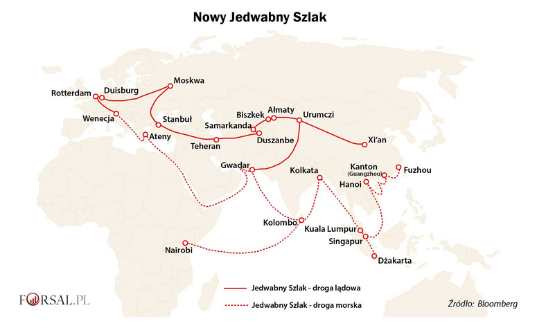 Nowy Jedwabny Szlak - dotychczasowa trasa