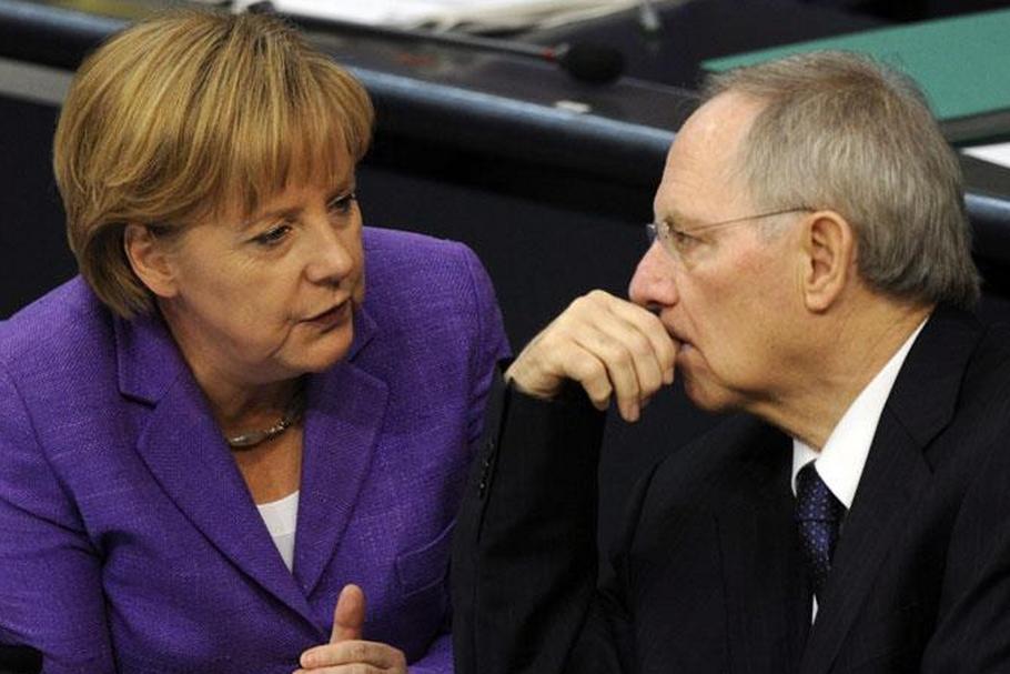 Kanclerz Niemiec Angela Merkel i Minister Finansów Wolfgang Schaeuble