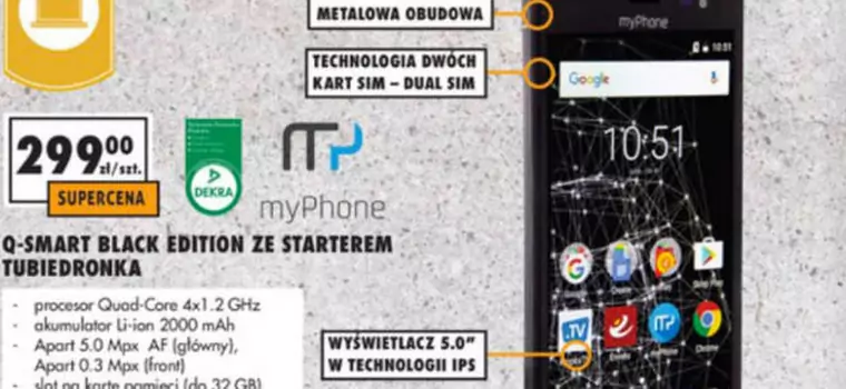 myPhone Q-Smart Black Edition - tani smartfon od jutra w Biedronce