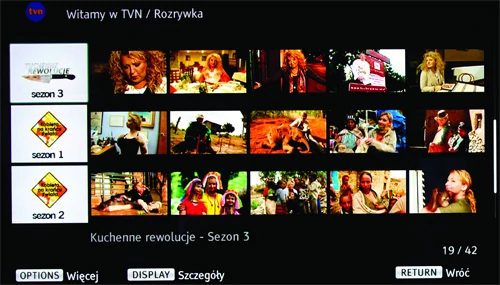 Serwisy internetowe z polskojęzycznymi serialami i programami rozrywkowymi to najbardziej atrakcyjne internetowe widżety. Urządzenie Sony BDP-S580 daje dostęp do produkcji telewizji Polsat (ipla.pl) oraz TVN