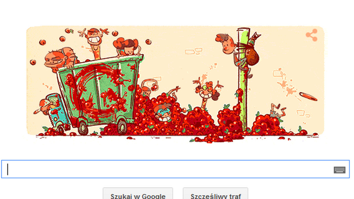 O 70. rocznicy pierwszego festiwalu La Tomatina, w którym setki zgromadzonych ludzi organizują bitwę na pomidory, przypomina dziś Google Doodle.