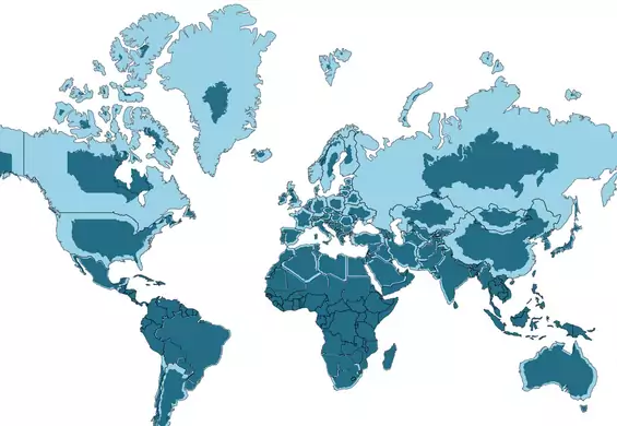 Ruchoma mapa pokazuje prawdziwe rozmiary krajów. Polska jest na niej mniejsza