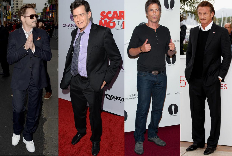 Robert Downey Jr., Charlie Sheen, Rob Lowe, Sean Penn