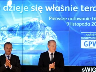 Debiut GPW - premier Tusk i Ludwik Sobolewski