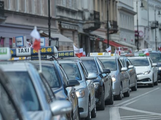 Protest taksówkarzy w Warszawie w 2017 r.