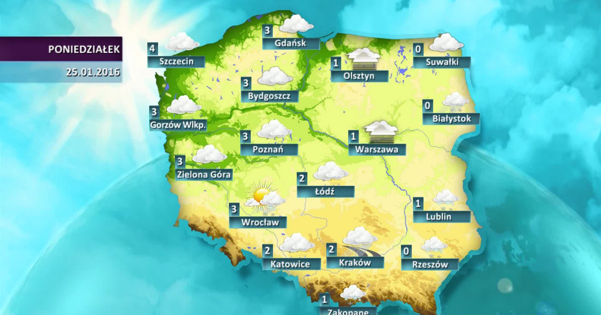 Prognoza pogody dla Polski 25 01 Wiadomości