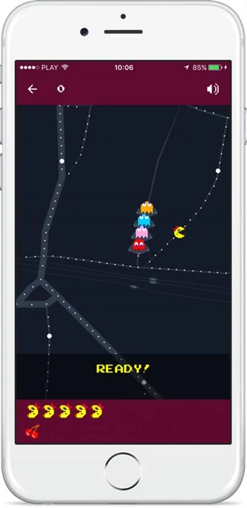 Pac-Man w aplikacji Mapy Google na iOS