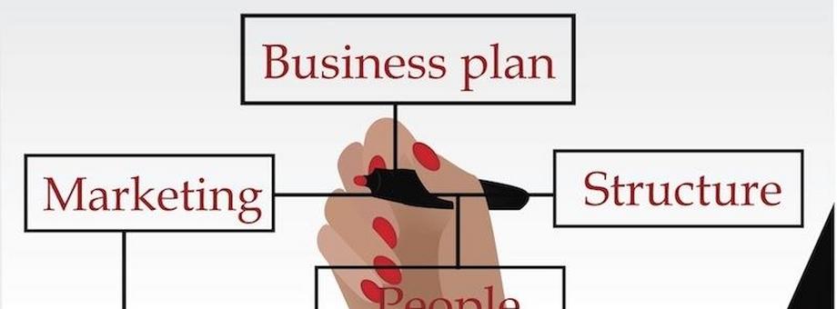 businesswoman drawing a business flow chart