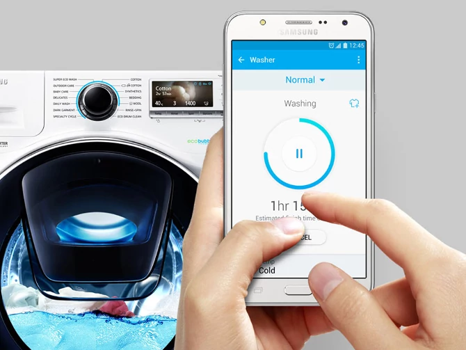 Pralką Samsung Add Wash można sterować za pomocą smartfonowej aplikacji Smart Control