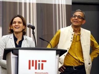 Esther Duflo z mężem Abhijitem Banerjee