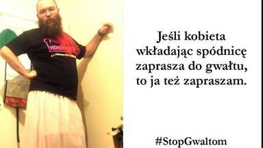 Polscy mężczyźni pozują w spódnicach. Przeciw gwałtom