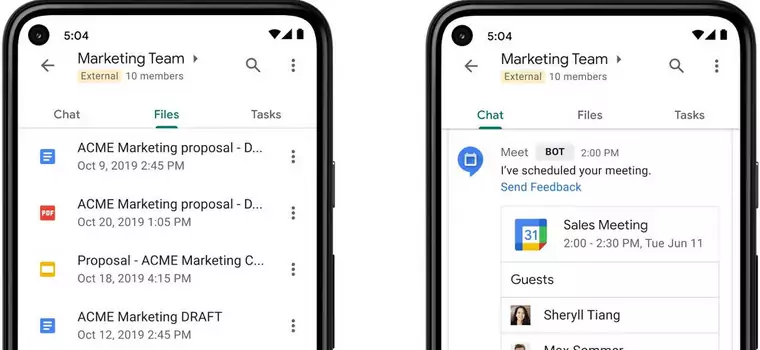Czat Google pozwala przypinać rozmowy. Jest też nowość dla Kalendarza