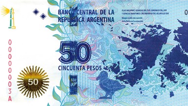 Sporne Falklandy (Malwiny) na nowym argentyńskim banknocie