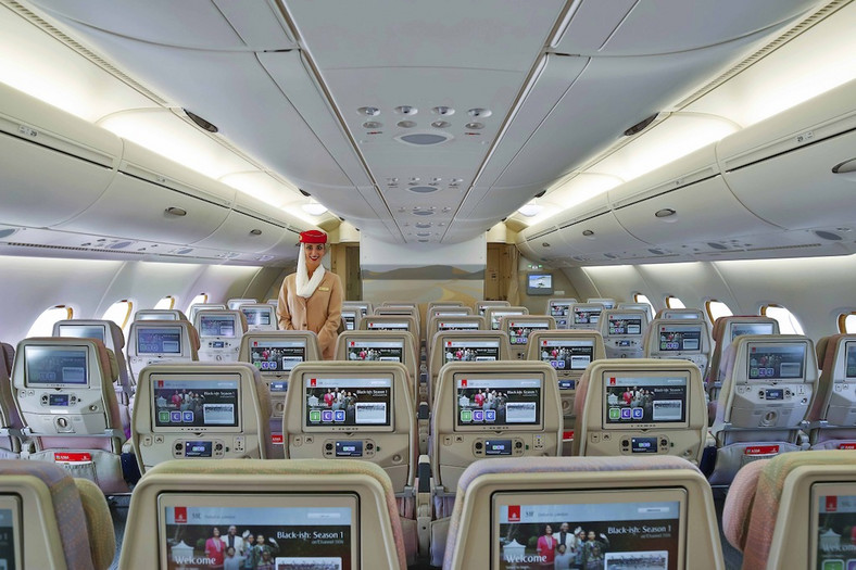 A380 linii Emirates - klasa ekonomiczna