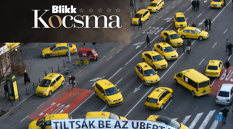 Taxisok tüntetnek a Deák Téren /Fotó: Isza Ferenc