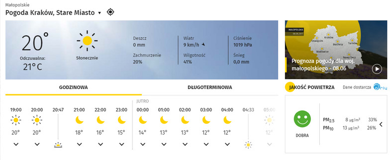Na stronie pogoda.onet.pl możesz sprawdzić stan jakości powietrza – danych dostarczają czujniki Airly