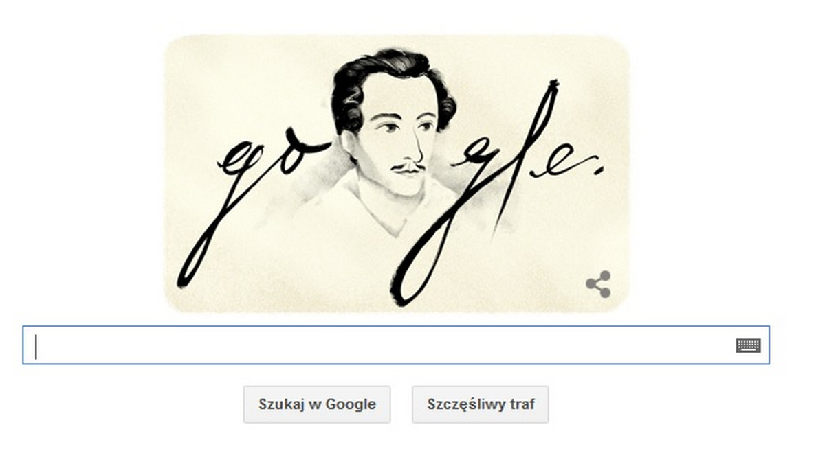 Juliusz Słowacki uhonorowany przez Google. 4 września przypada 205. rocznica urodzin Juliusza Słowackiego. Z tej okazji w przygotowanym dzisiaj w Polsce Google Doodle umieszczono zdjęcie wielkiego wieszcza.