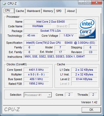 4400 MHz w przypadku Core 2 Duo E8400 nie było niczym niezwykłym