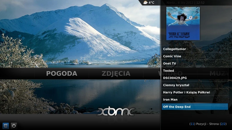 XBMC – menu główne. „Ulubione”