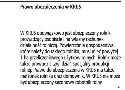 Prawo ubezpieczenia w KRUS