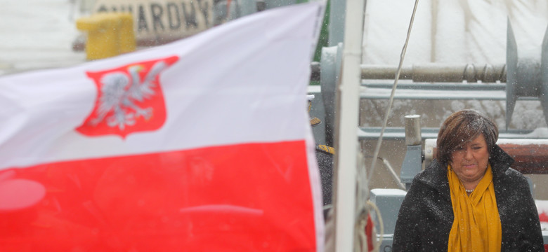 Anna Komorowska na 20. rocznicy podniesienia bandery na ORP "Śniardwy"