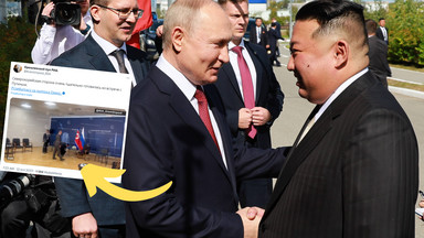 Szykowali spotkanie Kim Dzong Una z Putinem. Nagle pojawił się człowiek z rękawiczką [WIDEO]