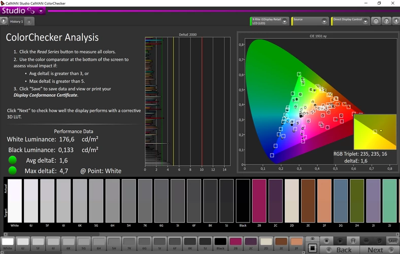 Parametry wyświetlacza Surface 4 Pro (kliknij, żeby powiększyć)