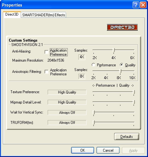 FSAA 4X i AF na RADEON 9800 XT