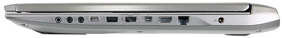 Prawa strona: gniazda audio, USB 3.1 typ C, 2 × USB 3.0, mini-DisplayPort, HDMI, RJ-45, gniazdo zasilacza