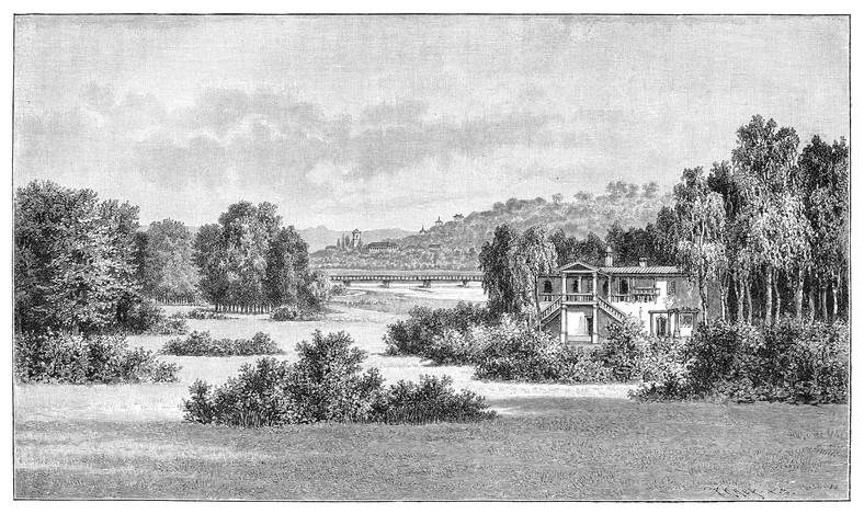 Muskauer Park, rycina z "Meyers Konversations-Lexikon", 1897