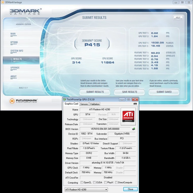 Wynik układu ATI HD 4290 (AMD 890GX)