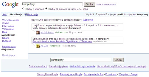 Wyszukiwanie w czasie rzeczywistym pozwala być na bieżąco z wpisami na serwisach mikroblogowych