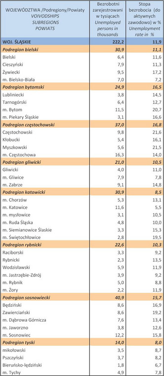 Bezrobocie w Polsce w styczniu 2013 r. woj. ŚLĄSKIE